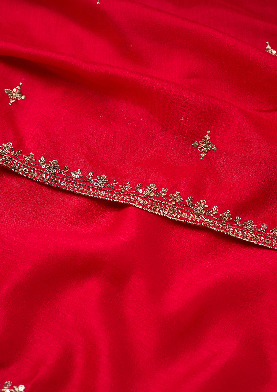 Rani Pink Soft Raw Silk Antique Zariwork A Line Kurta With Pant Regular And Dupatta
