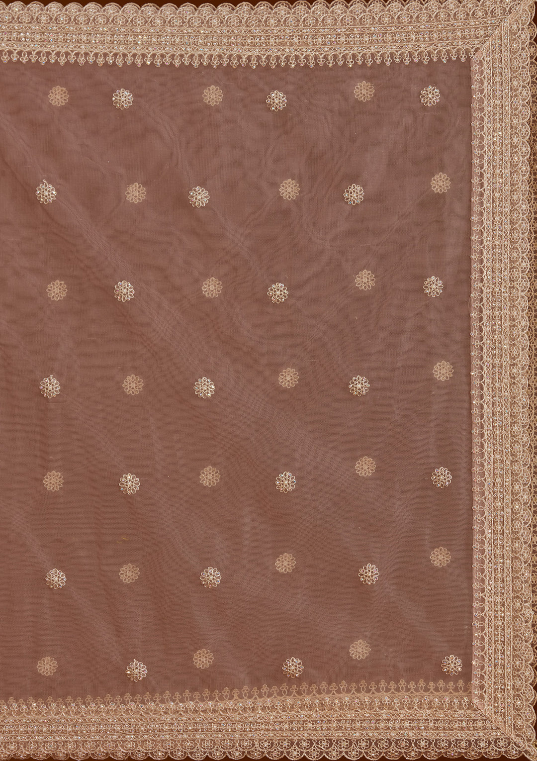 Baby Pink Silver Stonework Net Readymade Lehenga