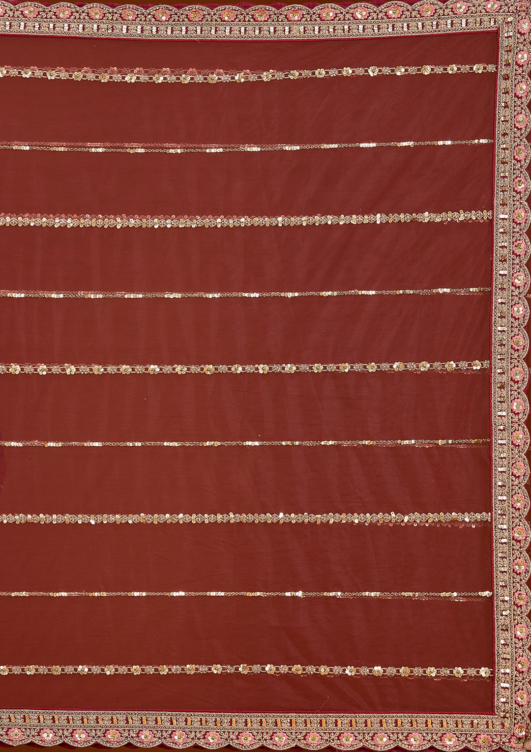 Maroon Cording Net Readymade Lehenga