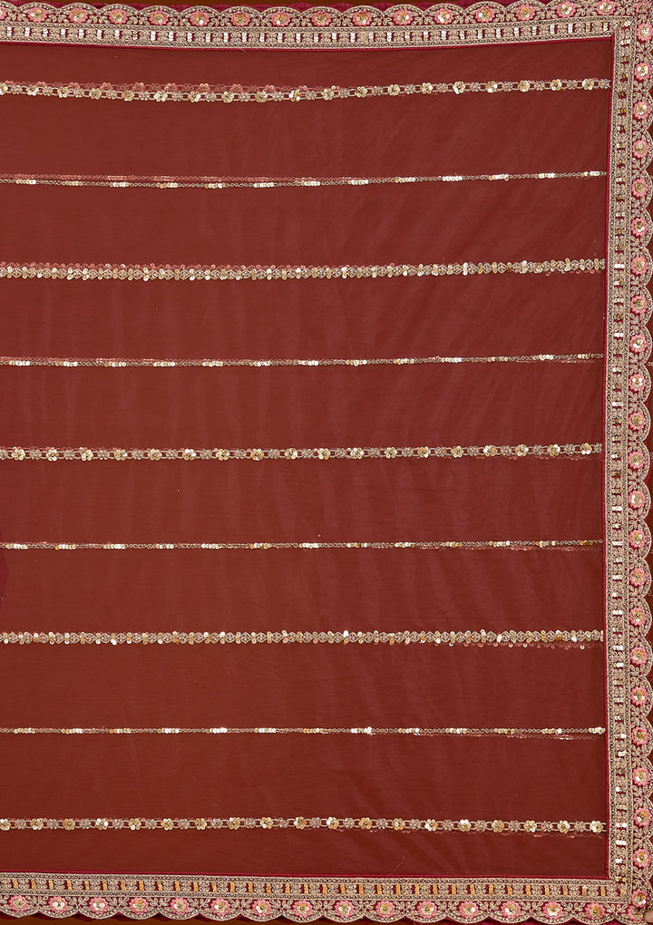 Maroon Cording Net Readymade Lehenga