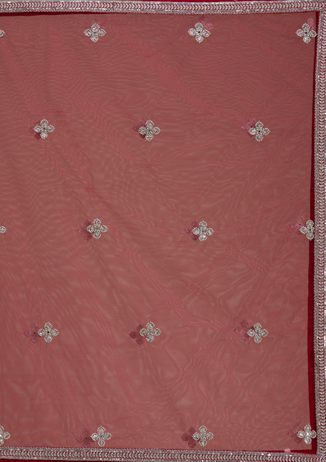 Red Silver Zariwork Raw Silk Readymade Lehenga