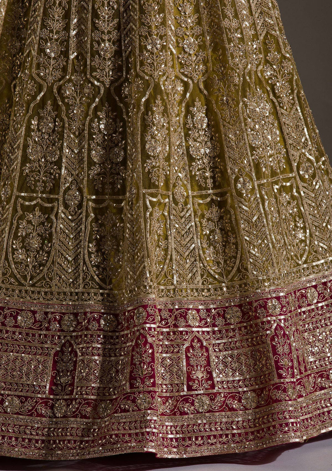 Mehendi Cording Net Readymade Lehenga