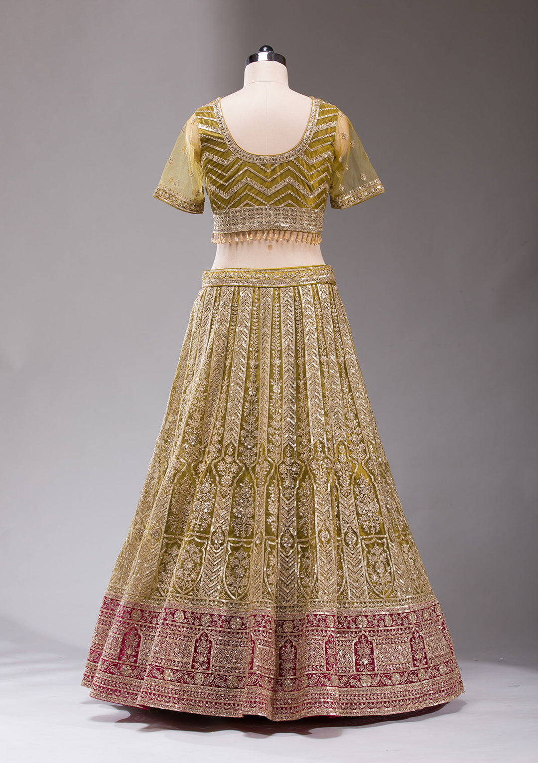 Mehendi Cording Net Readymade Lehenga