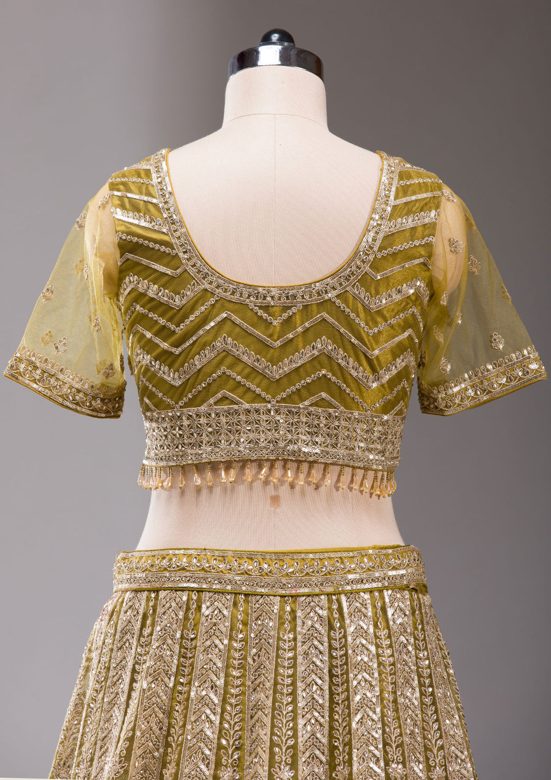 Mehendi Cording Net Readymade Lehenga