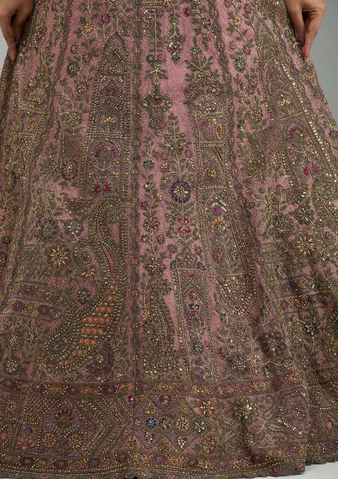 Lavender Zariwork Tissue Semi Stitched Lehenga