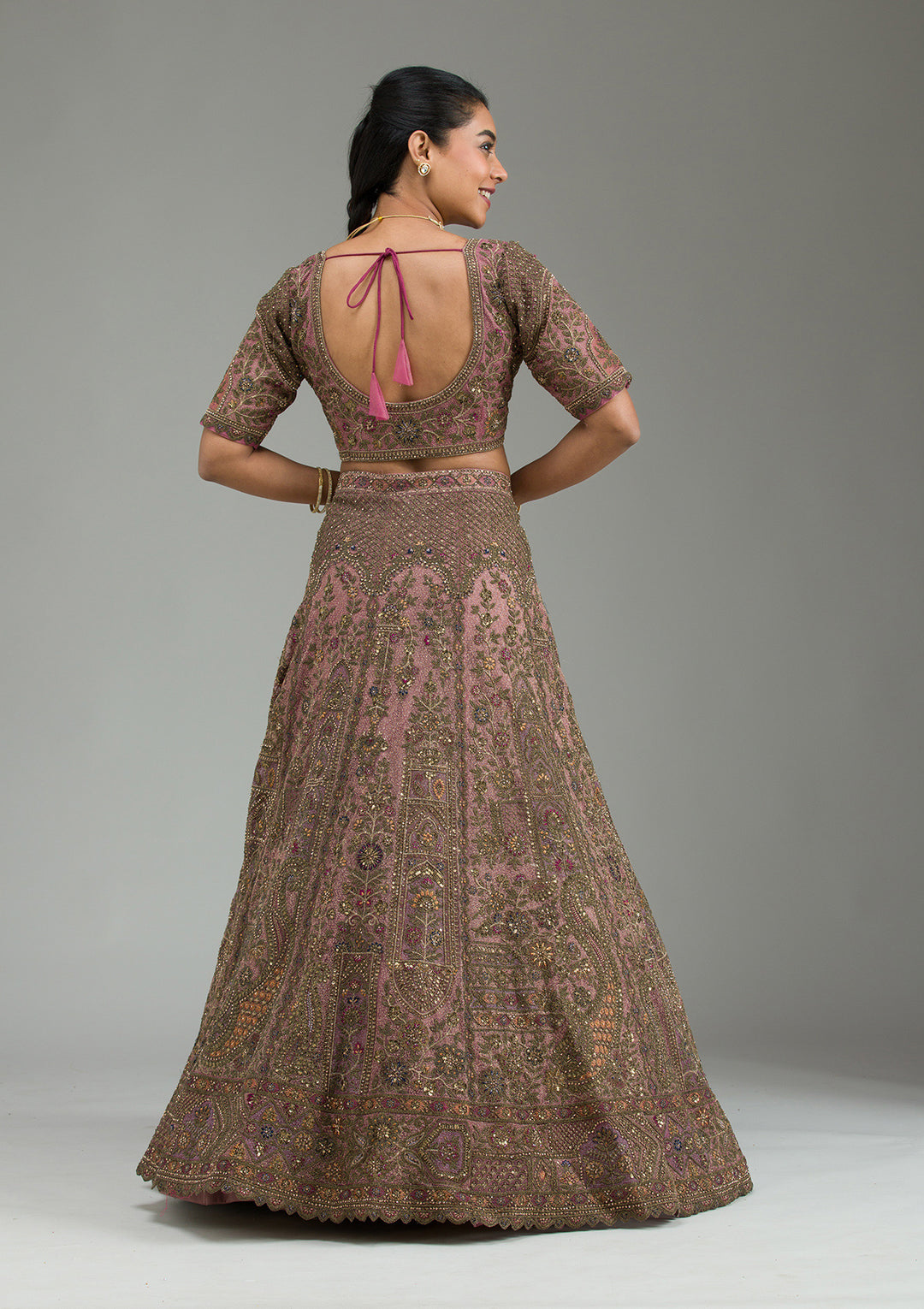 Lavender Zariwork Tissue Semi Stitched Lehenga