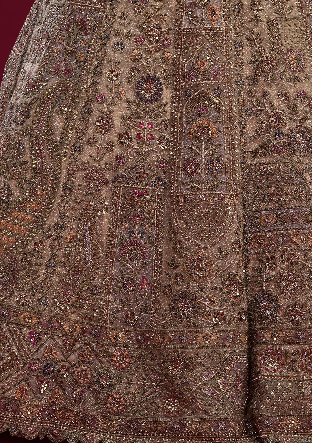 Off White Zariwork Tissue Semi Stitched Lehenga