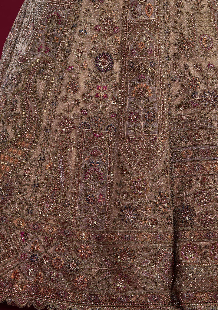 Off White Zariwork Tissue Semi Stitched Lehenga