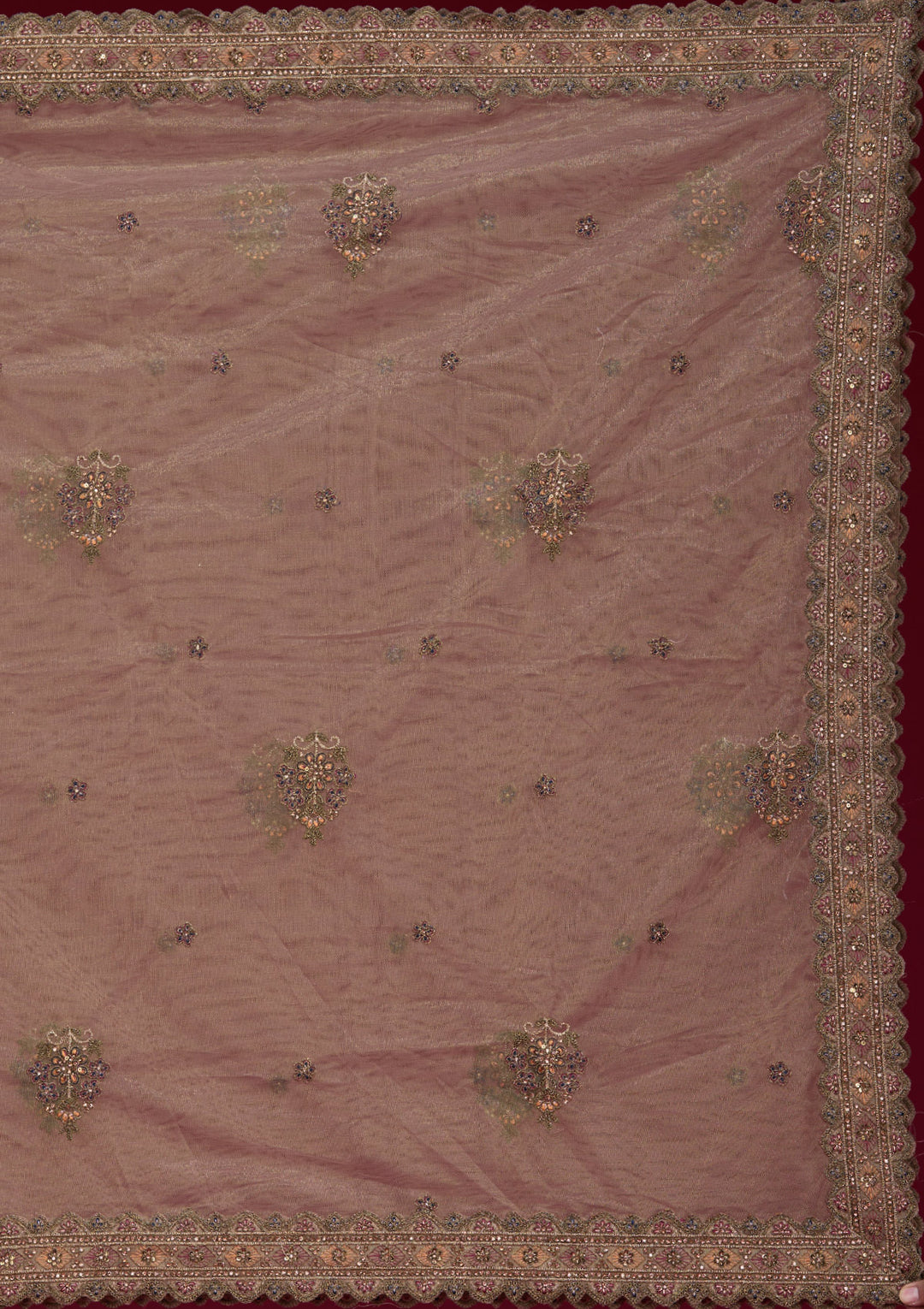 Off White Zariwork Tissue Semi Stitched Lehenga