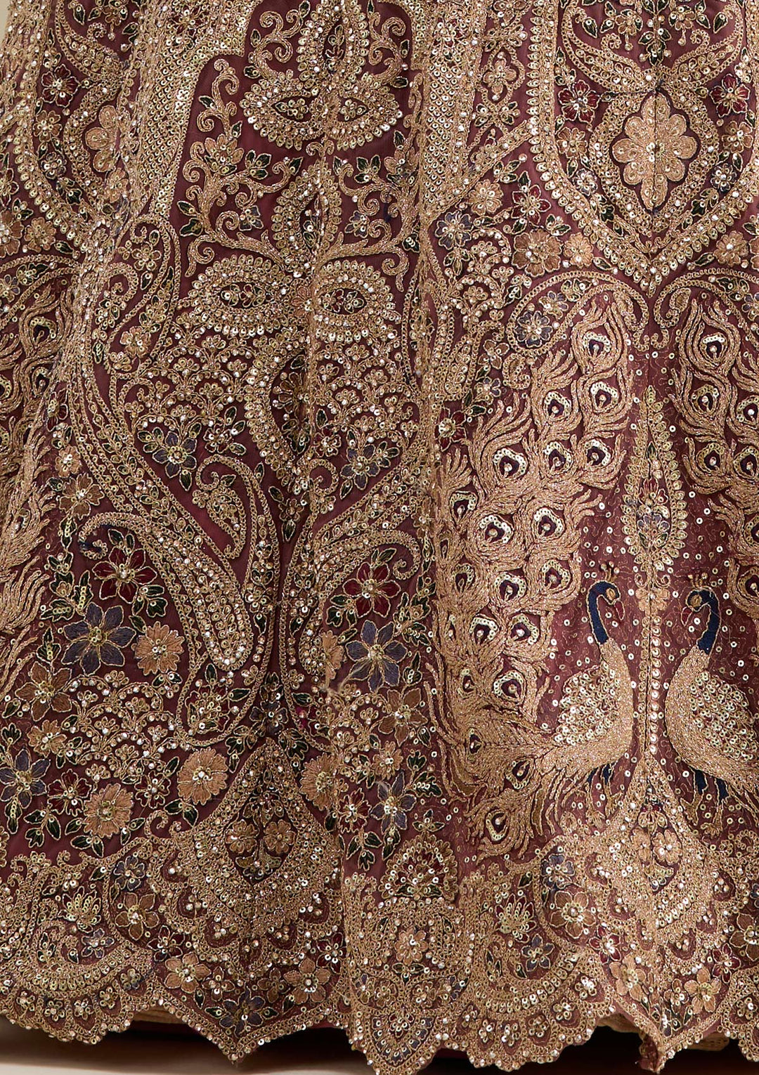 Antique Zariwork Onion Pink Net Semi Stitched Lehenga Blouse Piece With Dupatta