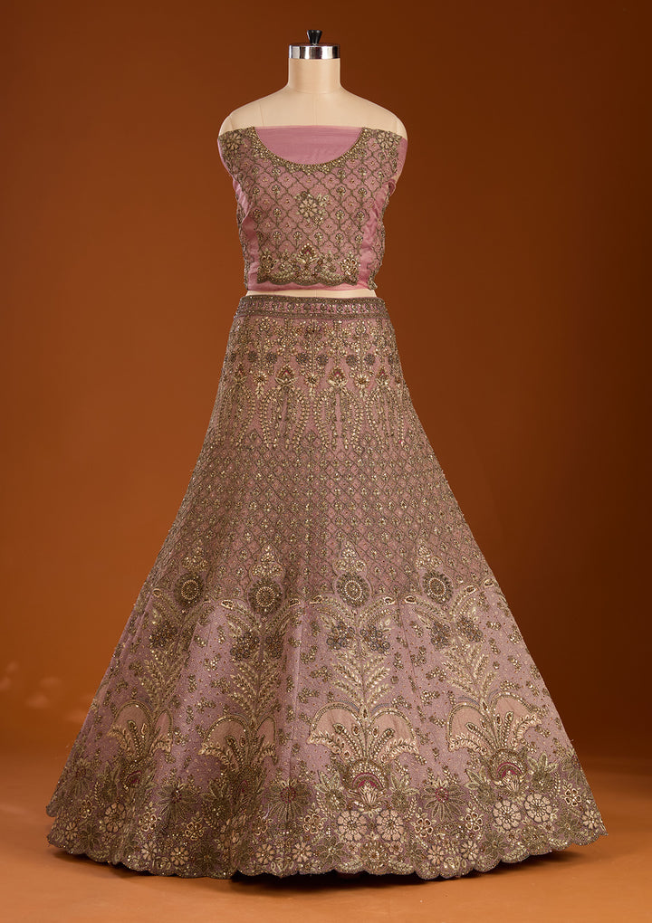 Koskii Net Purple Lehenga – Enchanting Zariwork Elegance