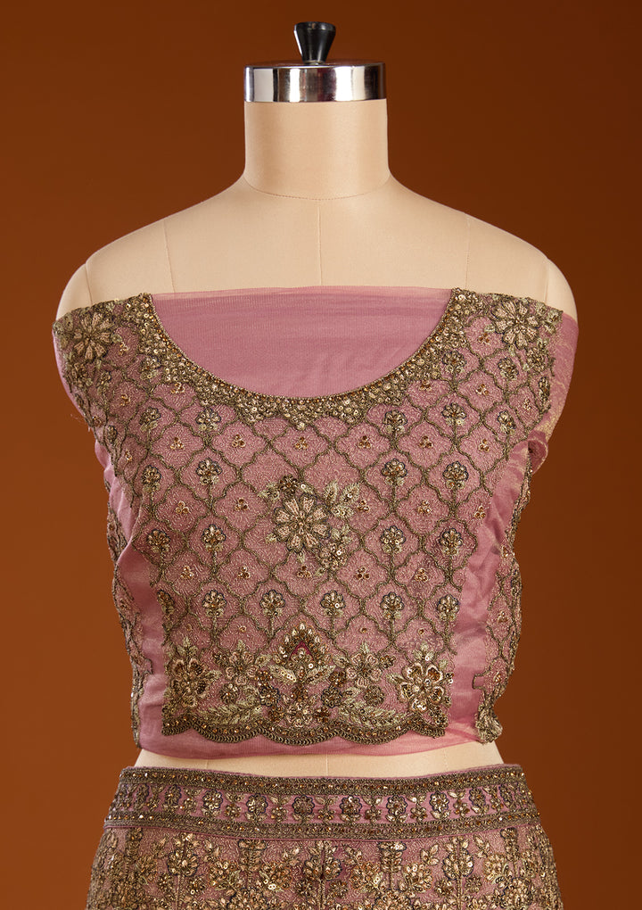 Koskii Net Purple Lehenga – Enchanting Zariwork Elegance