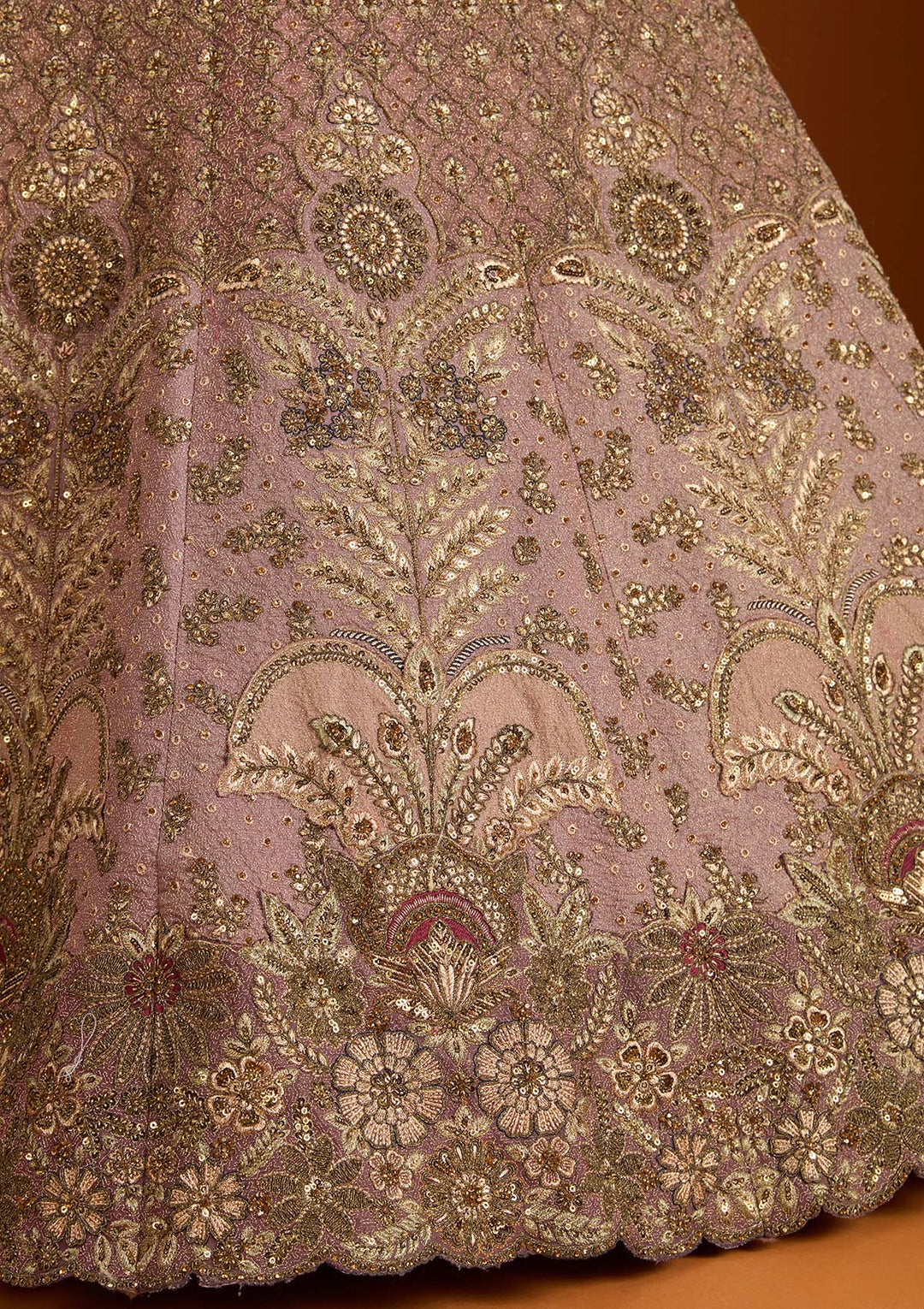 Koskii Net Purple Lehenga – Enchanting Zariwork Elegance