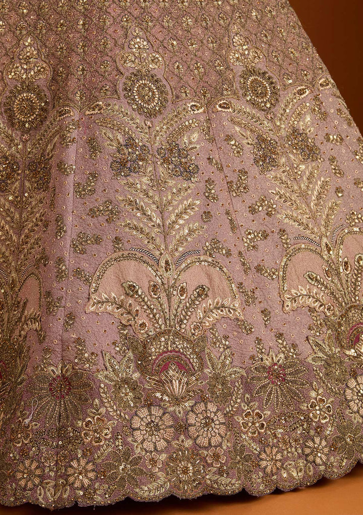 Koskii Net Purple Lehenga – Enchanting Zariwork Elegance