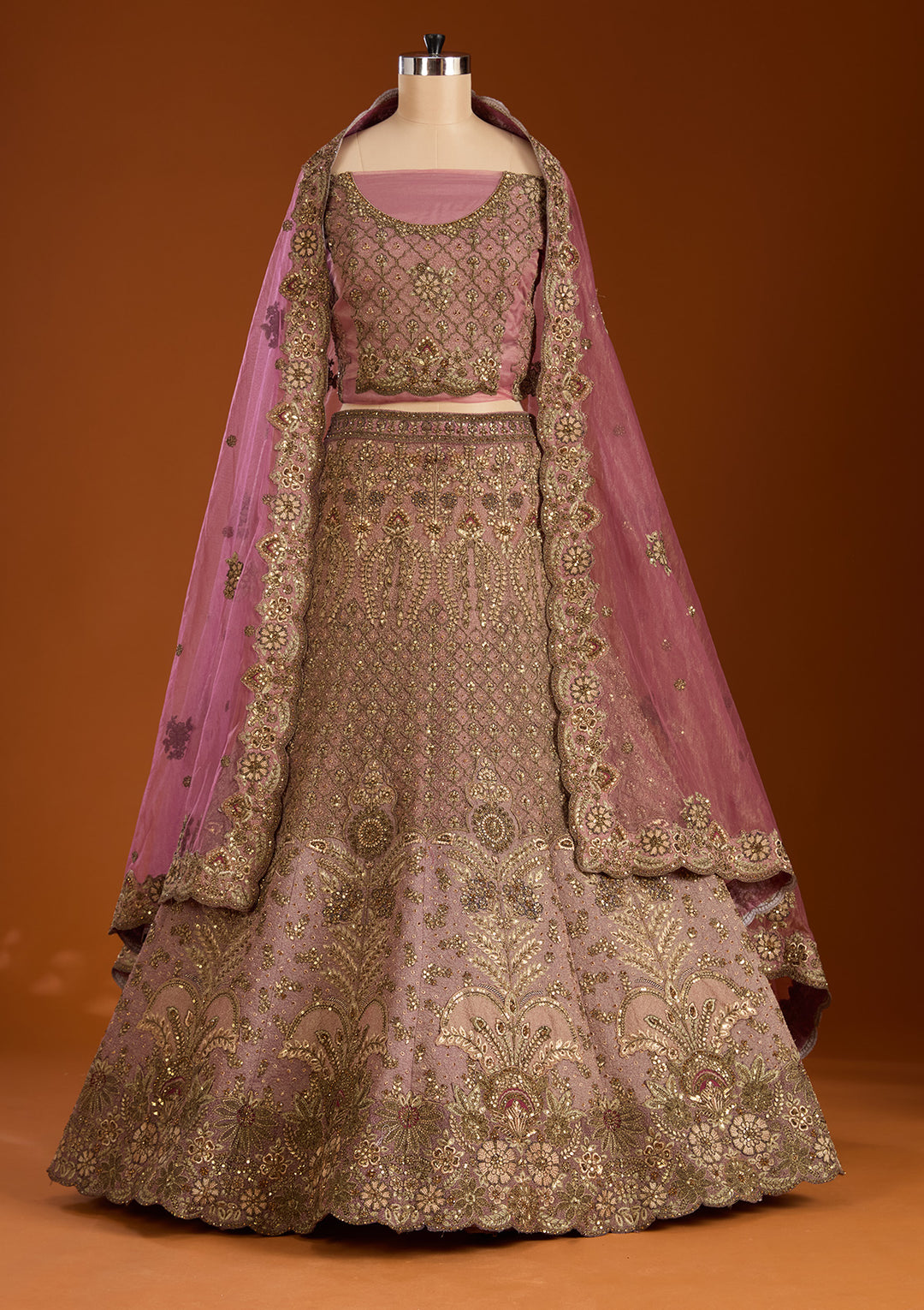 Koskii Net Purple Lehenga – Enchanting Zariwork Elegance