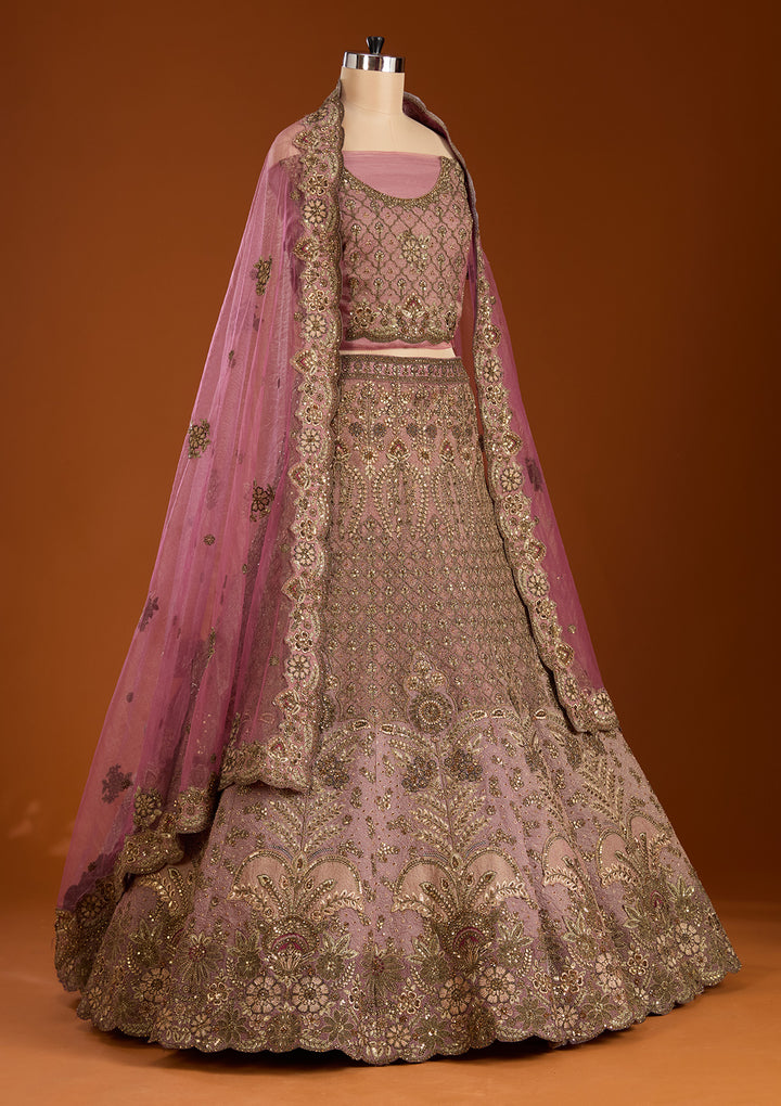 Koskii Net Purple Lehenga – Enchanting Zariwork Elegance