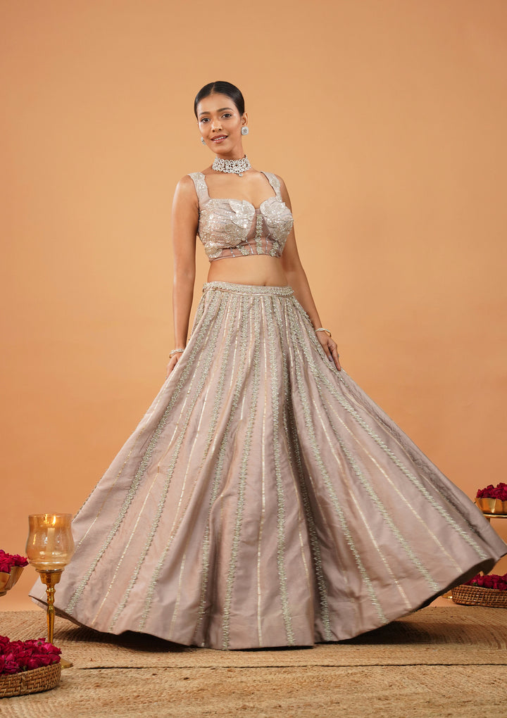 Lavender Stonework Net Readymade Lehenga
