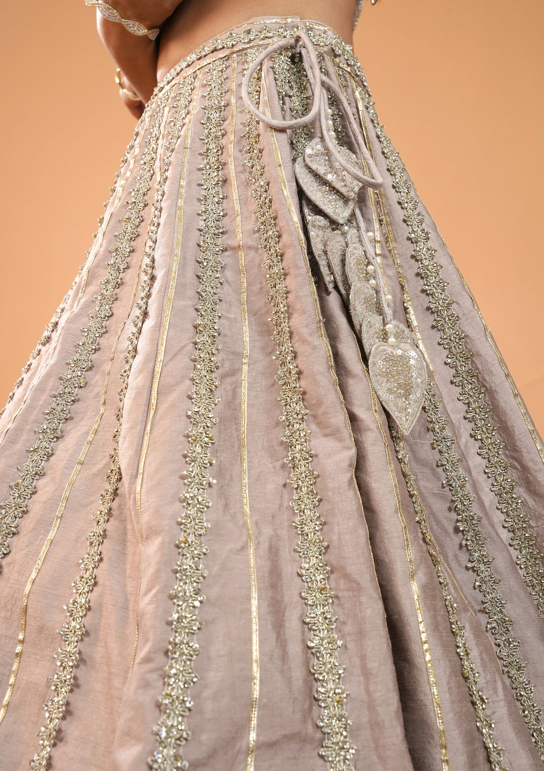 Lavender Stonework Net Readymade Lehenga