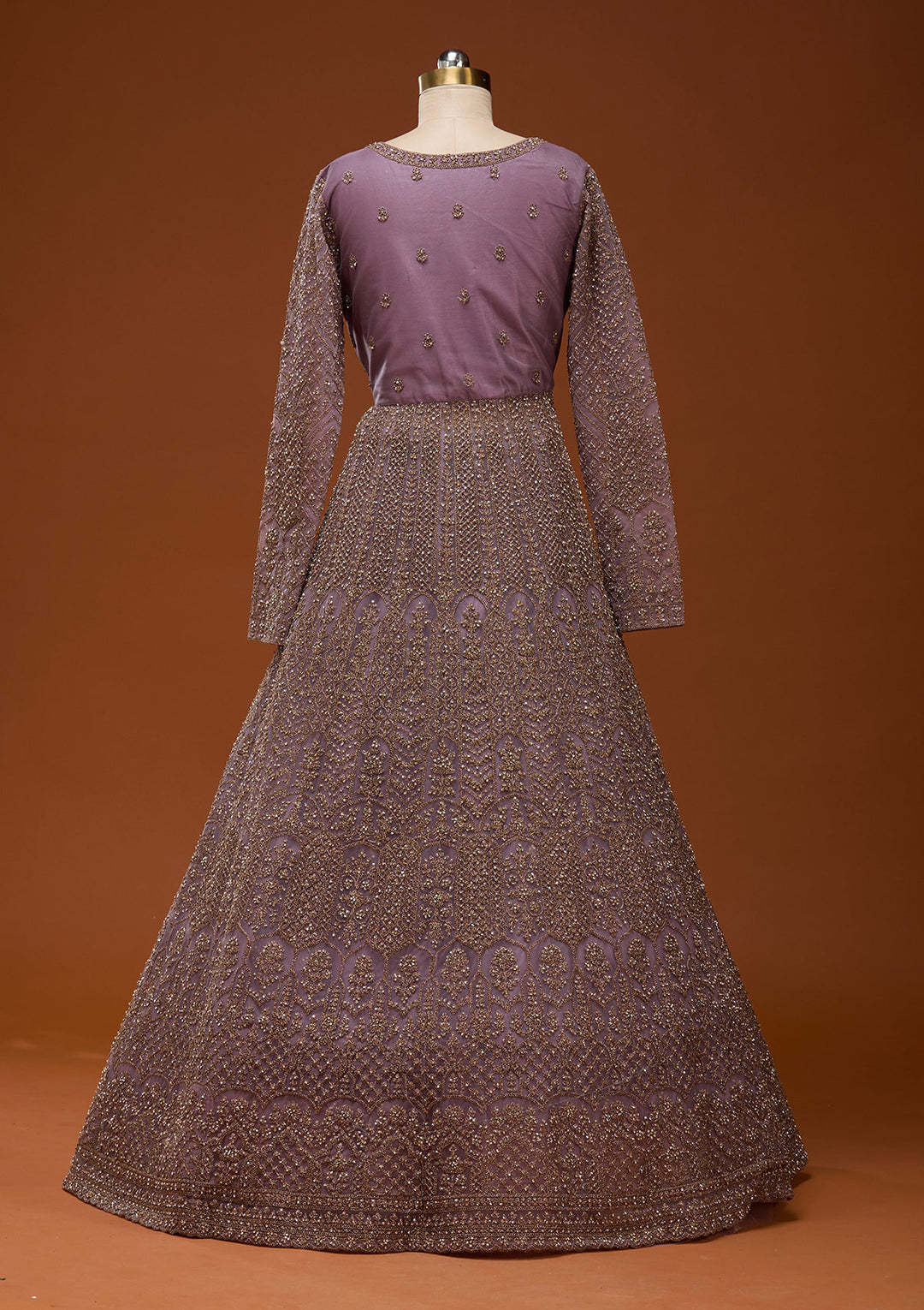 Lavender Zariwork Net Readymade Lehenga