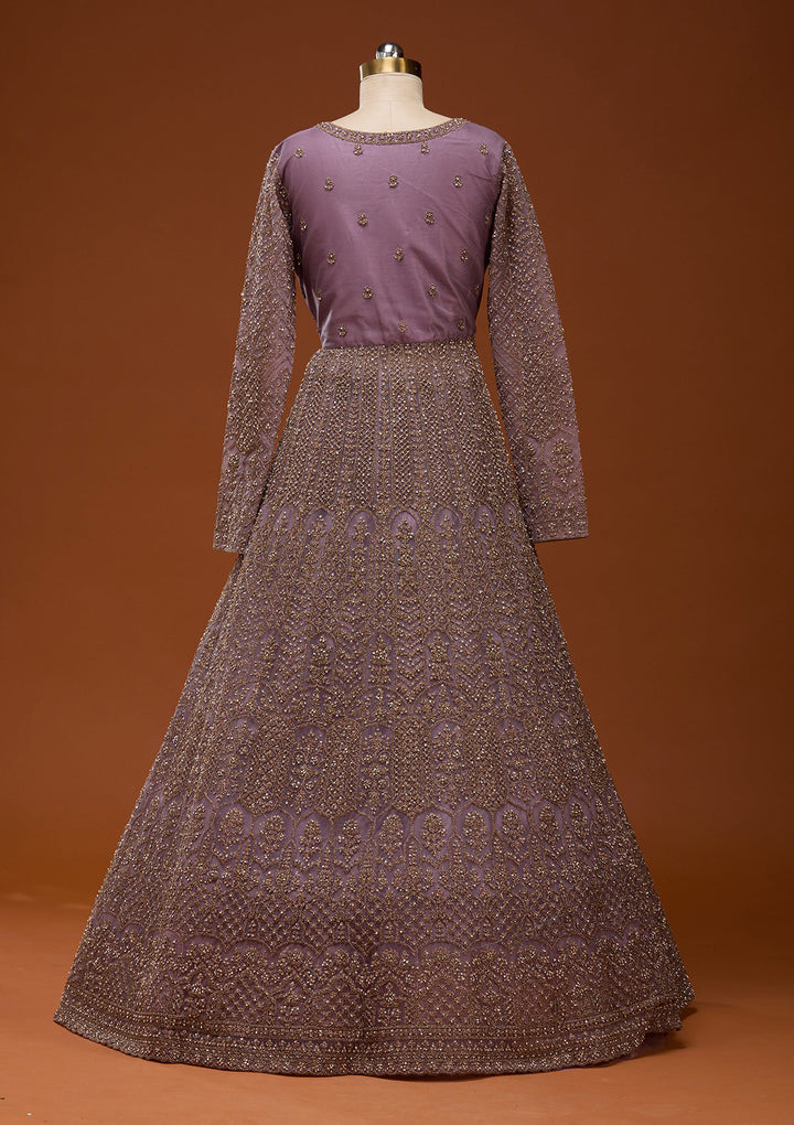 Lavender Zariwork Net Readymade Lehenga