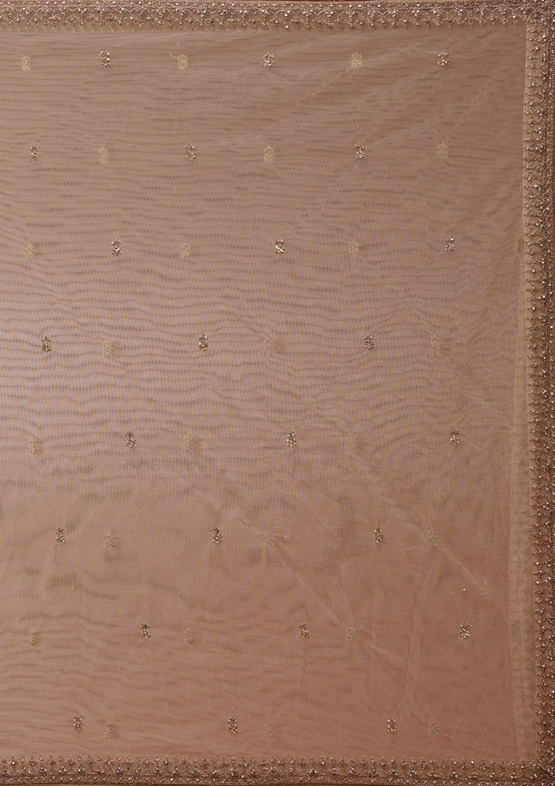 Beige Stonework Net Readymade Lehenga