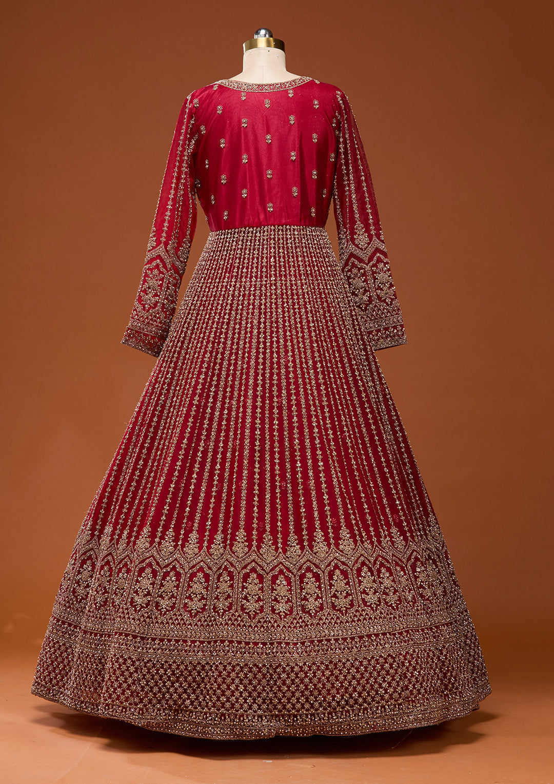 Maroon Stonework Net Readymade Lehenga