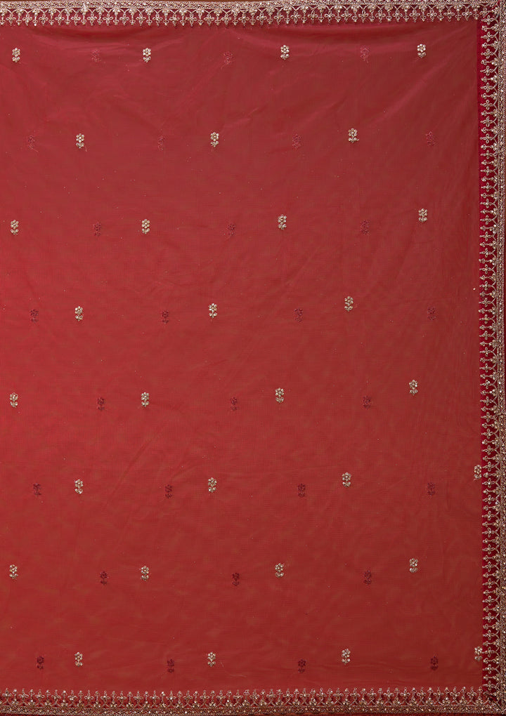 Maroon Stonework Net Readymade Lehenga