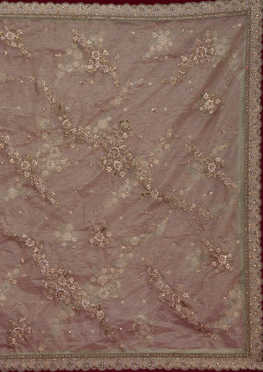 Mehendi Zariwork Net Semi Stitched Lehenga