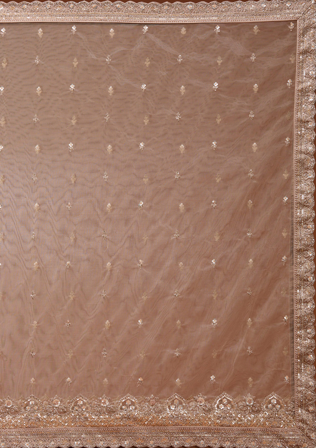 Beige Zariwork (Gold) Net Readymade Lehenga