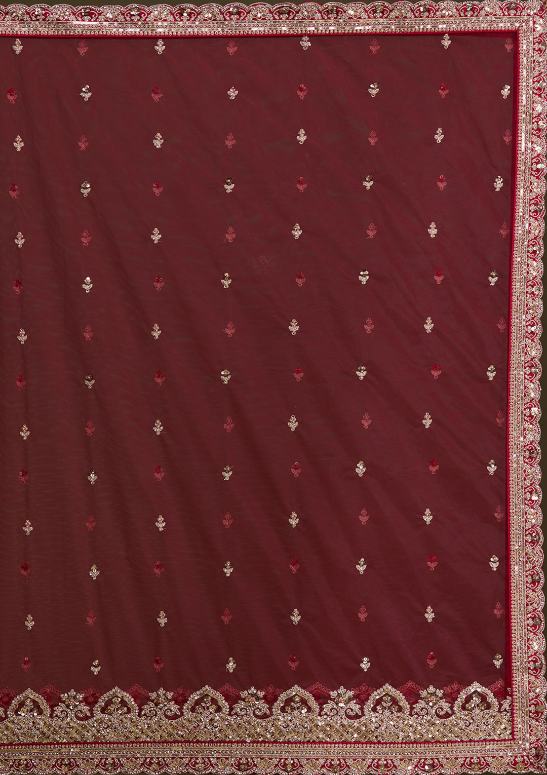 Maroon Sequins Net Readymade Lehenga