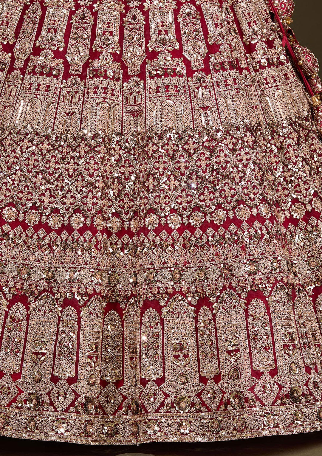 Maroon Sequins Net Readymade Lehenga