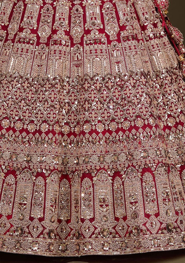 Maroon Sequins Net Readymade Lehenga