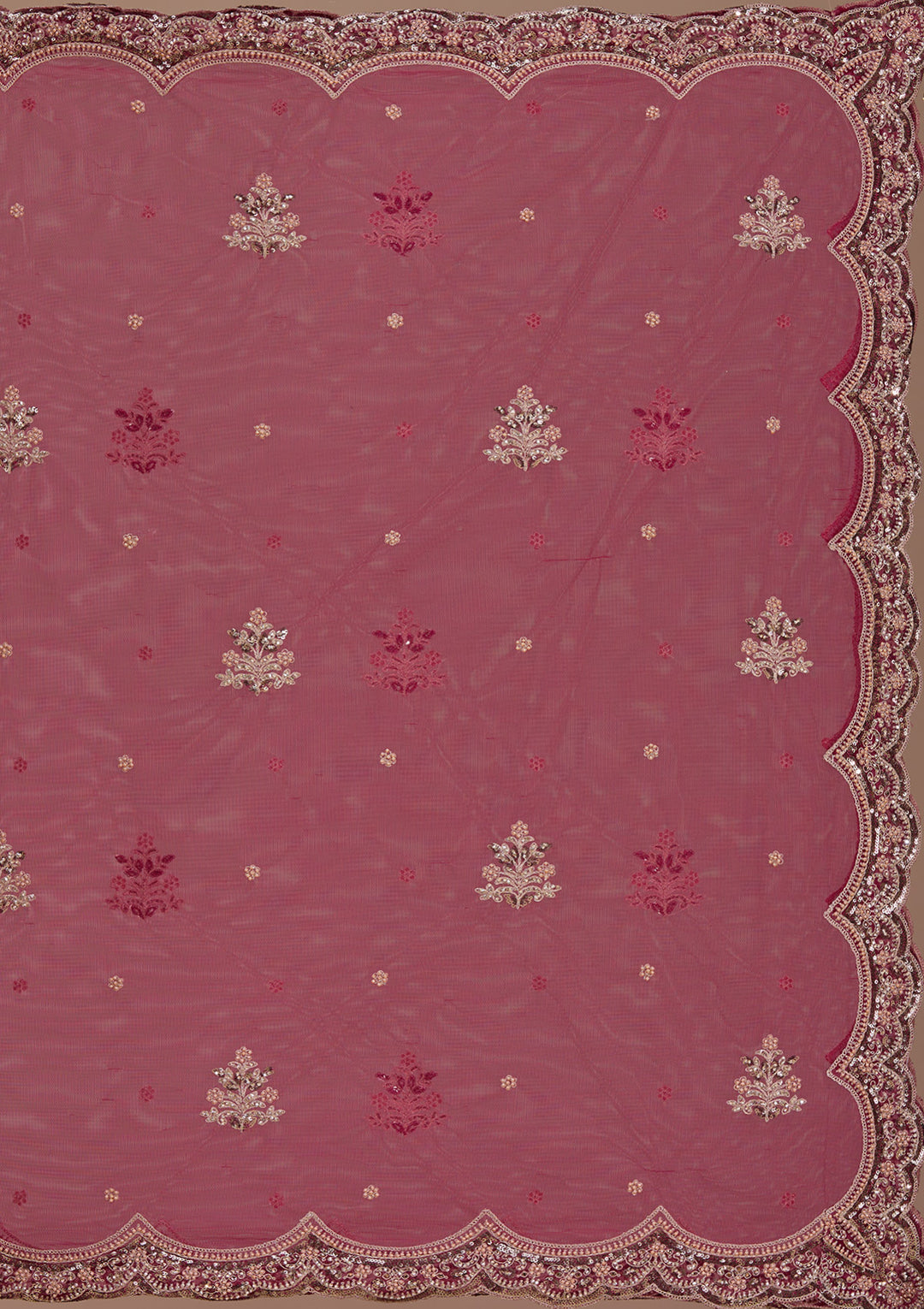 Maroon Sequins Net Readymade Lehenga