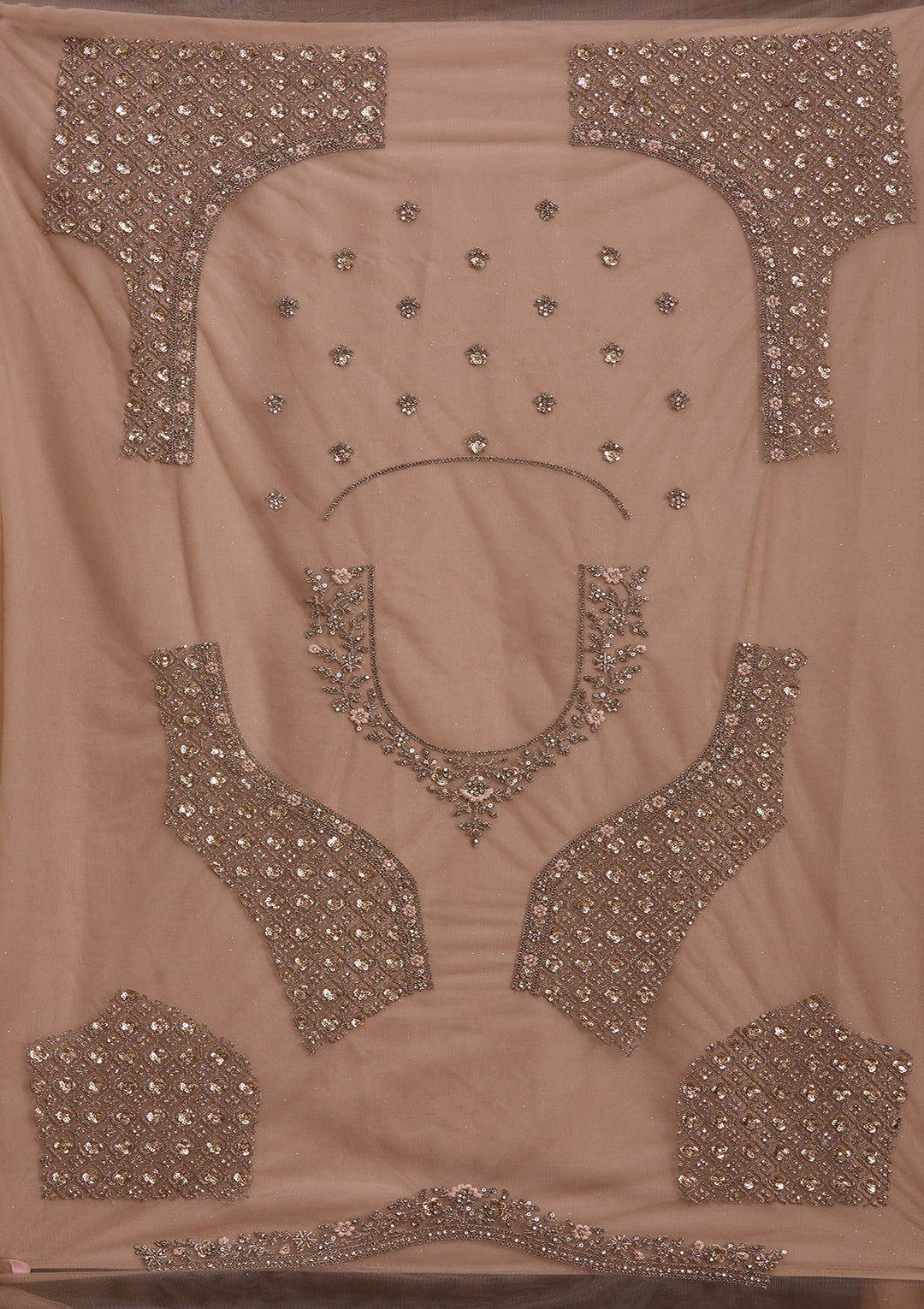 Beige Cording Net Readymade Lehenga