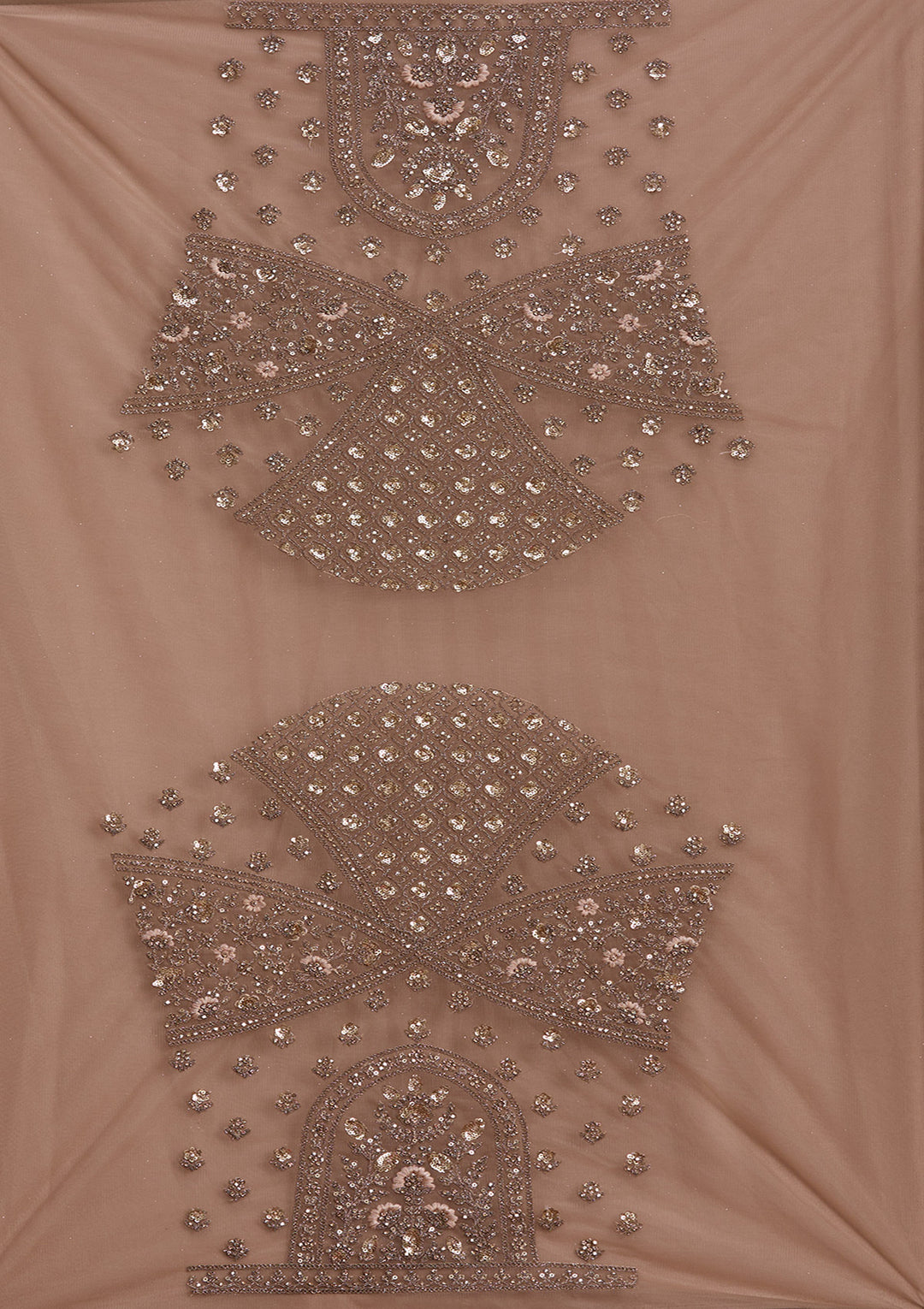 Beige Cording Net Readymade Lehenga