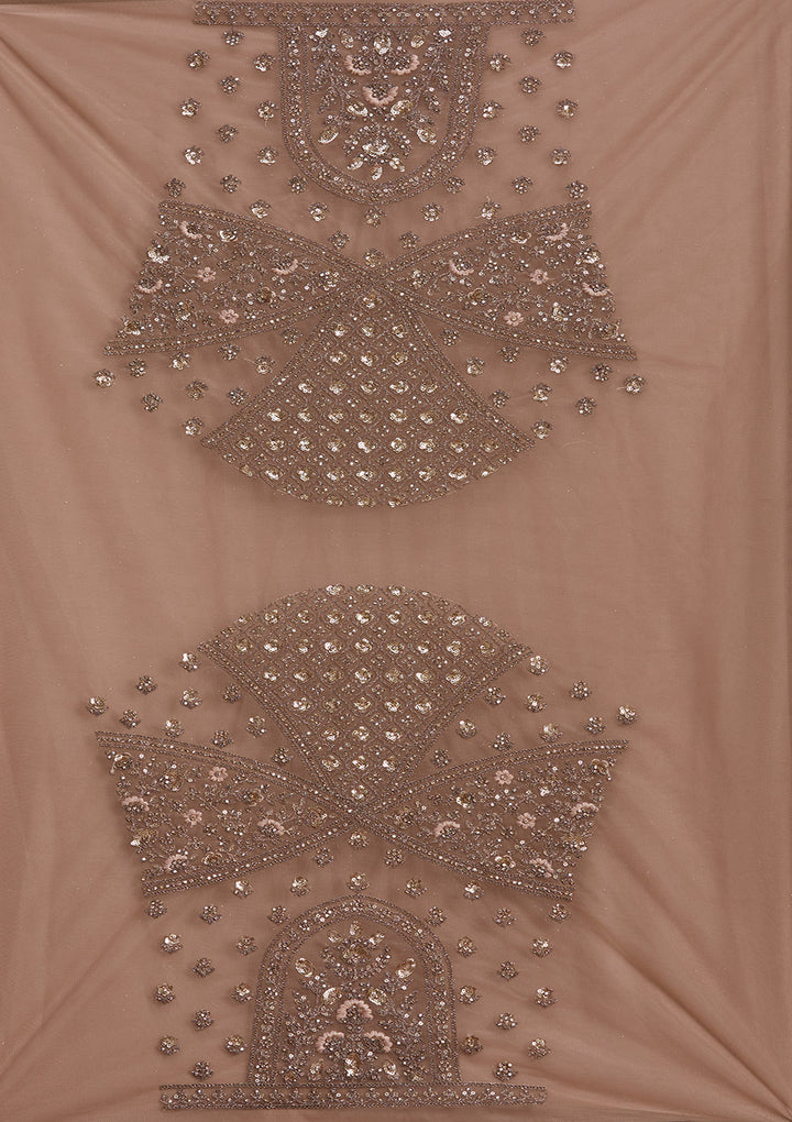 Beige Cording Net Readymade Lehenga