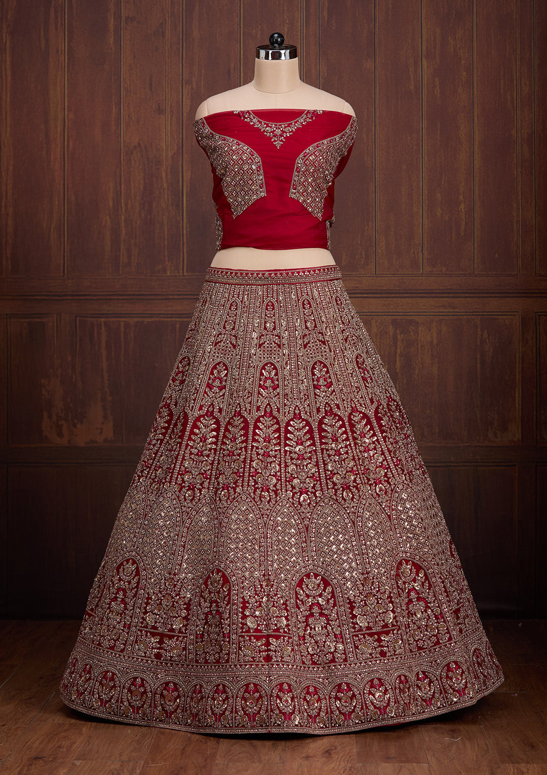 Maroon Cording Net Readymade Lehenga