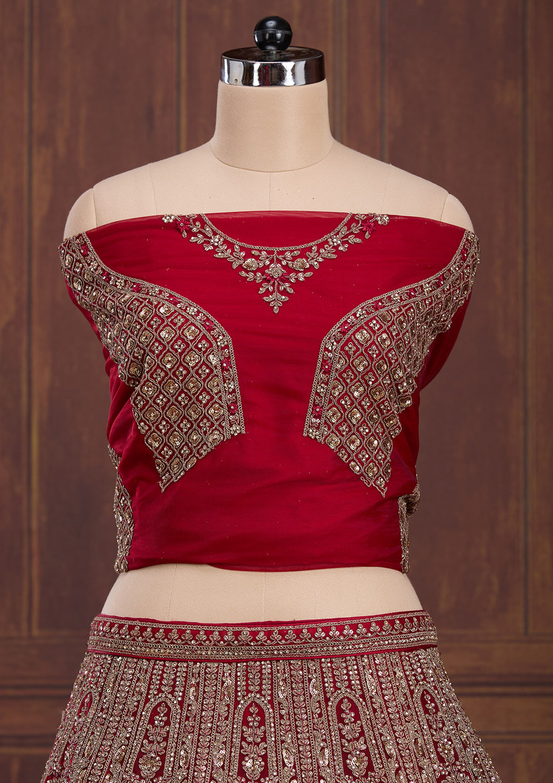 Maroon Cording Net Readymade Lehenga