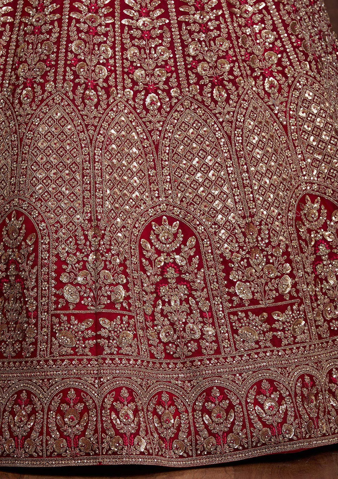 Maroon Cording Net Readymade Lehenga