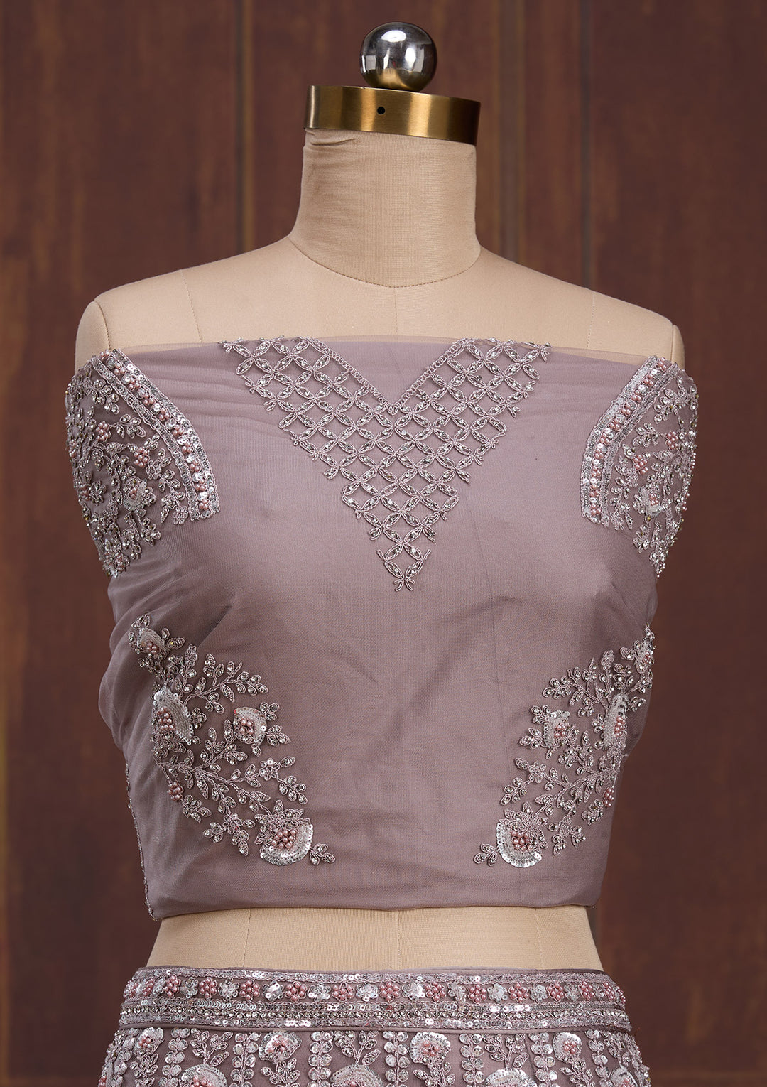 Lavender Cording Net Readymade Lehenga