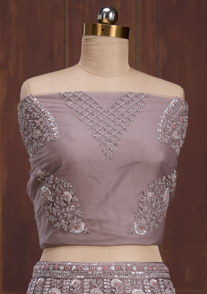 Lavender Cording Net Readymade Lehenga