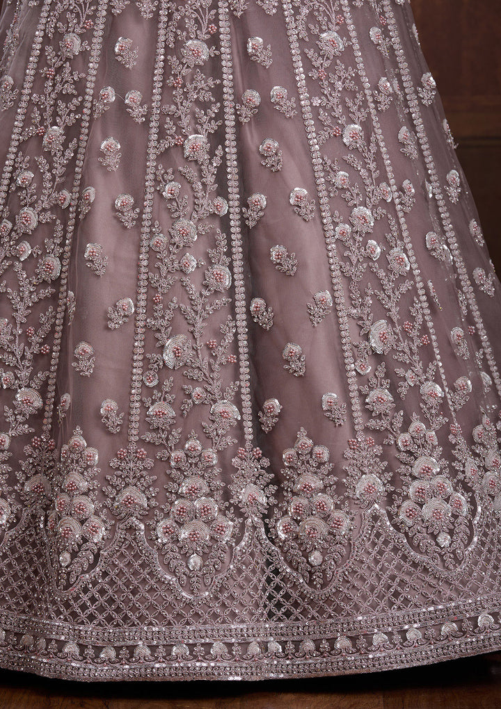 Lavender Cording Net Readymade Lehenga