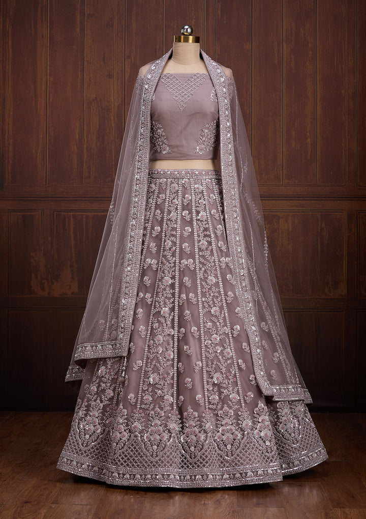 Lavender Cording Net Readymade Lehenga