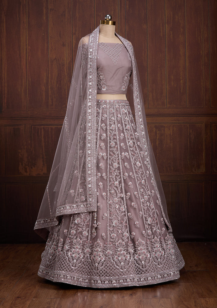 Lavender Cording Net Readymade Lehenga