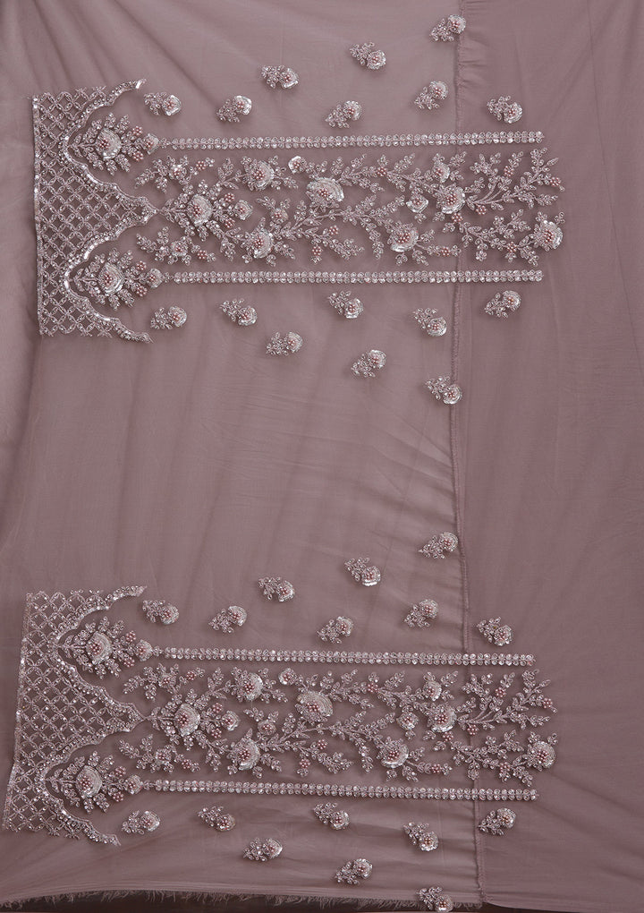 Lavender Cording Net Readymade Lehenga