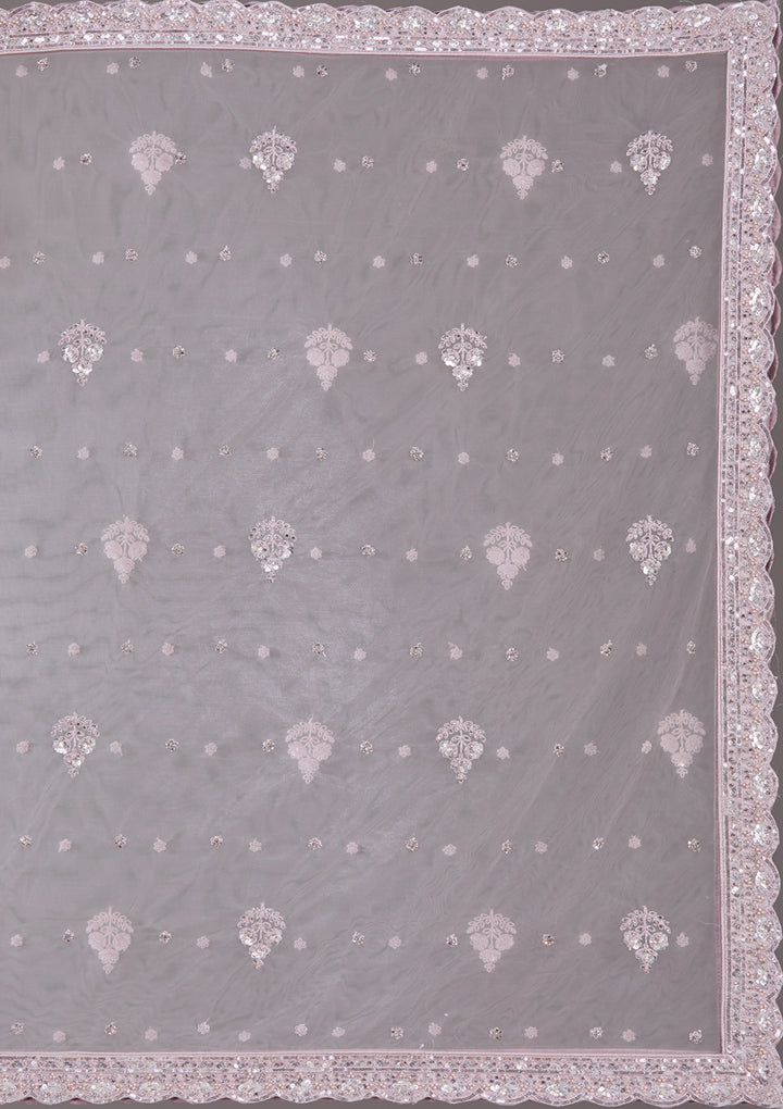 Baby Pink Cording Net Readymade Lehenga