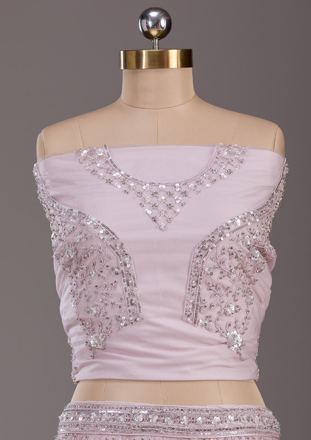 Baby Pink Cording Net Readymade Lehenga