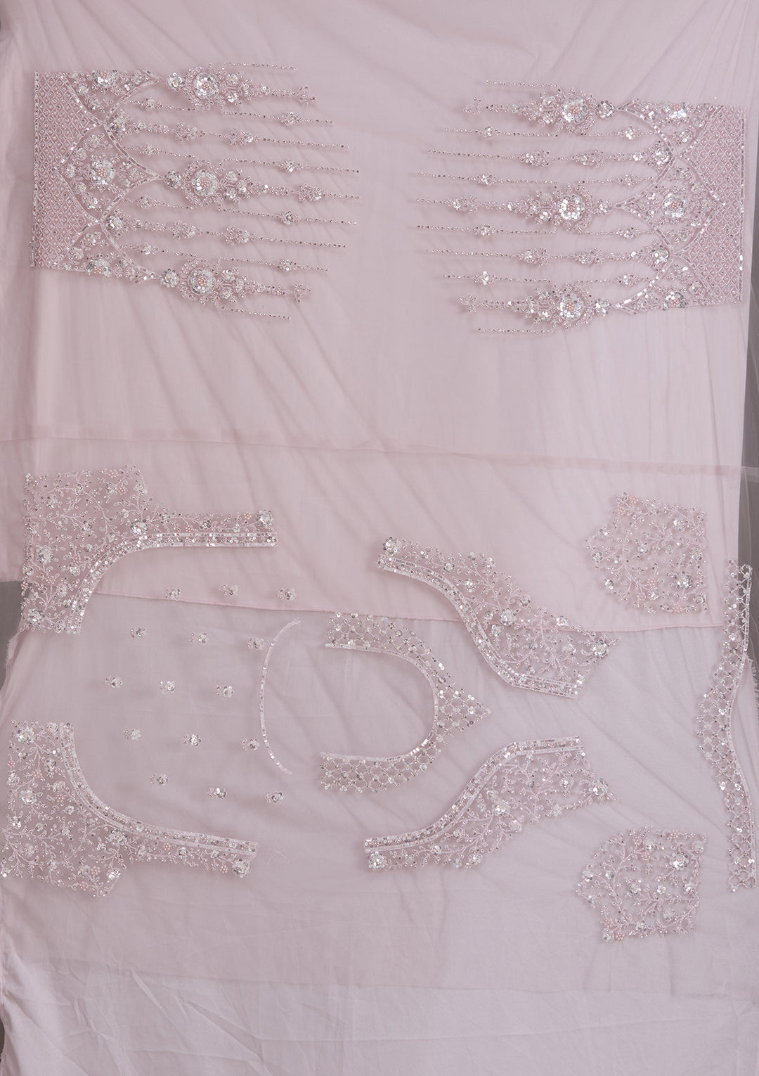 Baby Pink Cording Net Readymade Lehenga