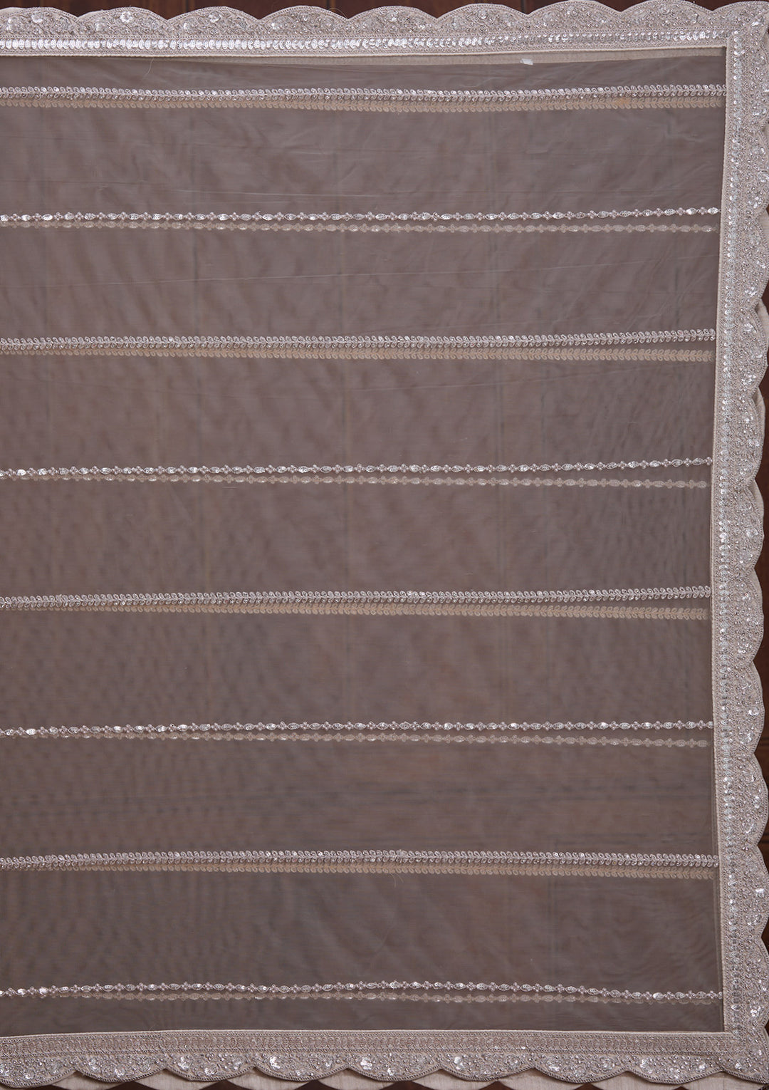 Light Grey Cording Net Readymade Lehenga