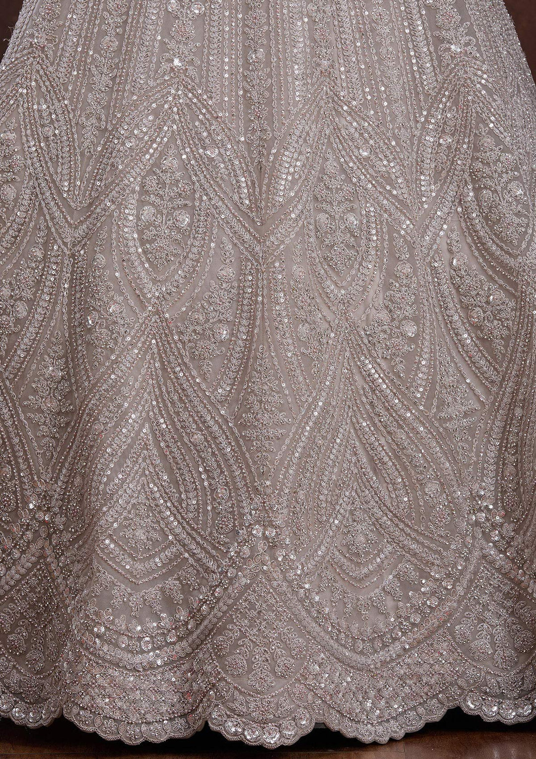 Light Grey Cording Net Readymade Lehenga